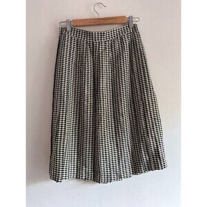 Vintage Houndstooth Pleated A-Line Knee-Length Skirt - Sz M